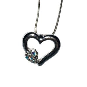 Silver Heart Necklace – Open Pendant with Sparkle Accent 💖